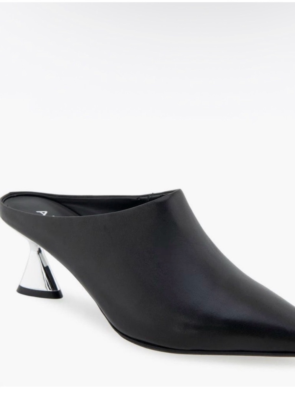 Brand New!!! Black Leather Pointed Mule Heels